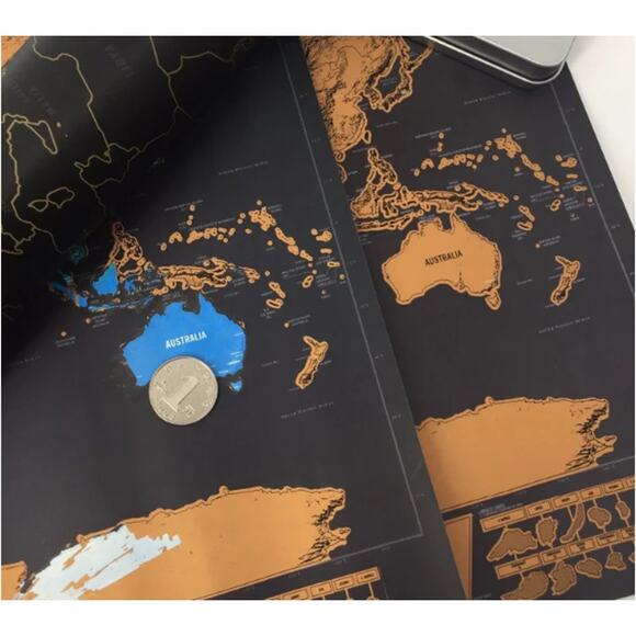 NEW! Scratch MAP -Travel & Scratch Off World Map - Deluxe Edition - Picture 2 of 8